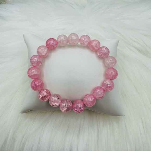 Celina Glass Beaded Bracelet in Cotton Candy Pink - Picture 4 of 5